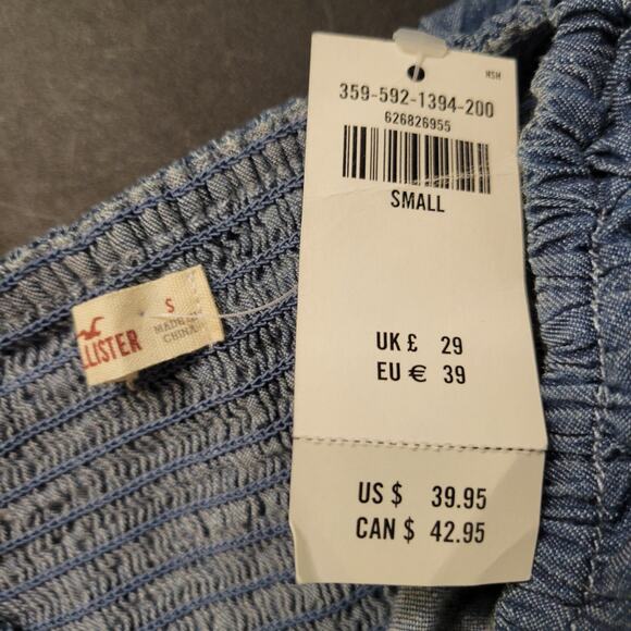 Hollister  Small Blue Button Up Off The Shoulder Dress - Picture 4 of 5